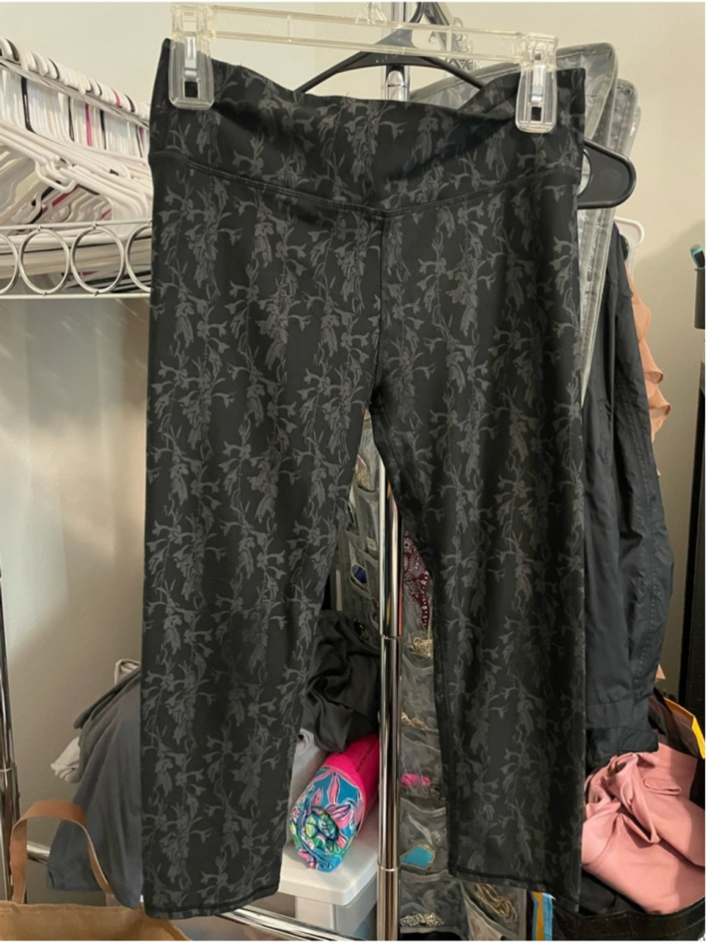 Fabletics Black Floral-Print High-Rise Leggings